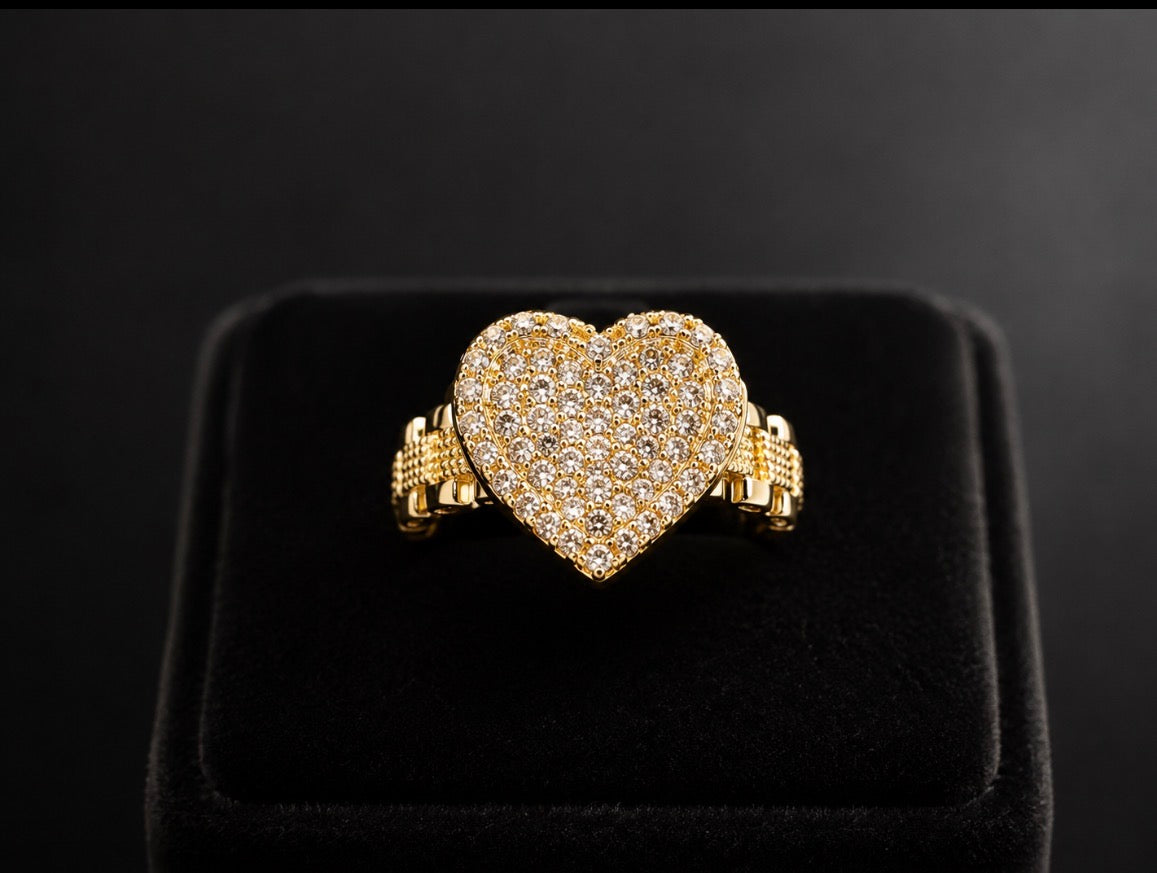 White Gold CZ Rolex Band Ring